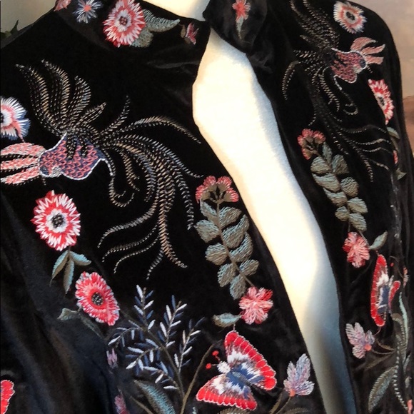 ❤️Black Velvet Floral Embroidered Coat - Picture 4 of 7